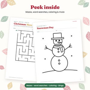 Christmas Activity Pages for Kids Printable, Kids Christmas Activity Sheets PDF, Coloring Pages, Mazes, Word Search, Bingo, Letter to Santa image 2