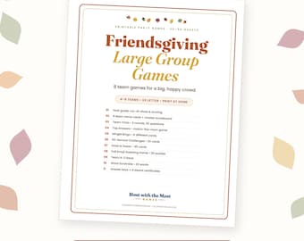 Juegos de Acción de Gracias para grupos grandes, juegos imprimibles para fiestas en equipo para 20-50 invitados, preguntas y respuestas, bingo, juegos de adivinanzas, paquete para fiestas de Acción de Gracias