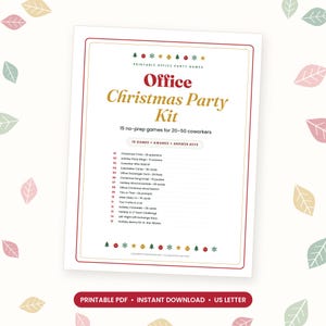 Juegos imprimibles para fiestas navideñas de oficina para grupos grandes, actividades para fiestas de Navidad de empresa, rompehielos entre compañeros, premios, PDF instantáneo imagen 1