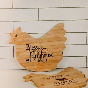 Bamboo Cutting Board | Hen | Bless This Farmhouse