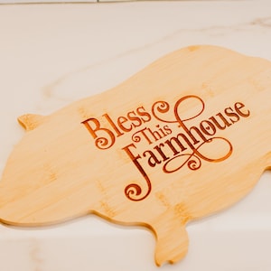 Bamboo Cutting Board | Pig | Bless This Farmhouse