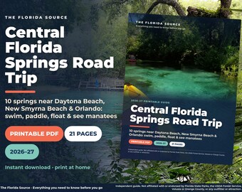 Florida Springs Road Trip Guide Printable, Central Florida Springs Planner near Orlando & Daytona, Swim, Tubing, Kayak and Manatees PDF