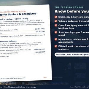 Volusia County Senior Resource Guide, Large Print Printable, Daytona Beach FL Phone Directory, Medication & Appointment Log PDF image 4