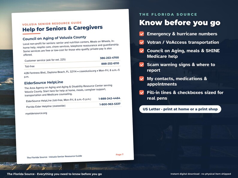 Volusia County Senior Resource Guide, Large Print Printable, Daytona Beach FL Phone Directory, Medication & Appointment Log PDF image 4