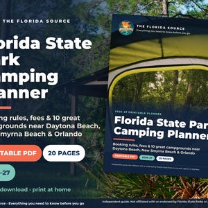 Florida State Park Camping Planner Printable, Campground Guide near Daytona and Orlando, Booking Worksheet, Packing List & Camp Log PDF