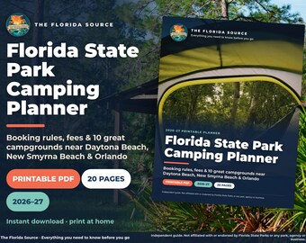 Florida State Park Camping Planner Printable, Campground Guide near Daytona and Orlando, Booking Worksheet, Packing List & Camp Log PDF