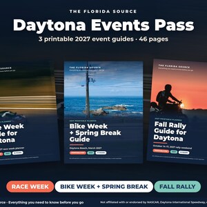 Daytona Events Pass Bundle 2027, Race Week + Bike Week + Spring Break + Fall Rally Printable Guides, Daytona Beach Trip Planner PDF