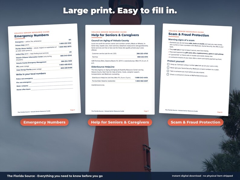 Volusia County Senior Resource Guide, Large Print Printable, Daytona Beach FL Phone Directory, Medication & Appointment Log PDF image 3