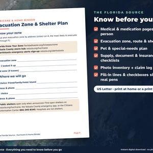 Hurricane Binder Printable, Large Print Florida Emergency Plan, Senior Storm Prep Checklist, Evacuation & Insurance Claim Log PDF image 4