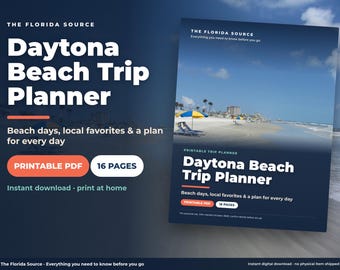 Daytona Beach Trip Planner + Beach Day Checklist, Printable PDF, Florida Vacation Itinerary, Packing List, Budget Tracker