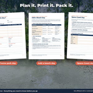 Orlando Vacation Planner Printable, Florida Family Trip Planner, Theme Park Day Planner, Beach Day + Packing List PDF image 3
