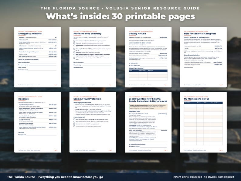 Volusia County Senior Resource Guide, Large Print Printable, Daytona Beach FL Phone Directory, Medication & Appointment Log PDF image 2