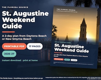 St. Augustine Weekend Guide Printable, 2-Day Itinerary from Daytona, Nights of Lights 2026-27, Florida Weekend Trip Planner PDF