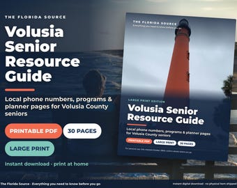 Volusia County Senior Resource Guide, Large Print Printable, Daytona Beach FL Phone Directory, Medication & Appointment Log PDF