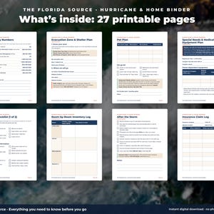 Hurricane Binder Printable, Large Print Florida Emergency Plan, Senior Storm Prep Checklist, Evacuation & Insurance Claim Log PDF image 2