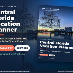 Orlando Vacation Planner Printable, Florida Family Trip Planner, Theme Park Day Planner, Beach Day + Packing List PDF image 1