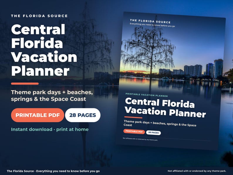 Orlando Vacation Planner Printable, Florida Family Trip Planner, Theme Park Day Planner, Beach Day + Packing List PDF image 1