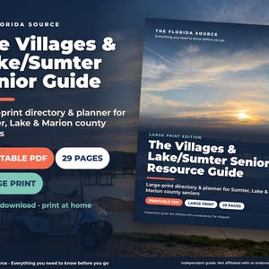 Lake & Sumter County Senior Resource Guide, Large Print Printable, The Villages Area, Marion County FL Phone Directory, Medication Log PDF