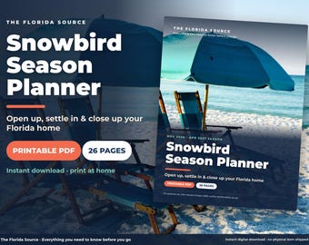 Snowbird Planner Printable, Florida Snowbird Checklist, Closing Up House for Summer, Hurricane Season Home Watch, Daytona Beach PDF