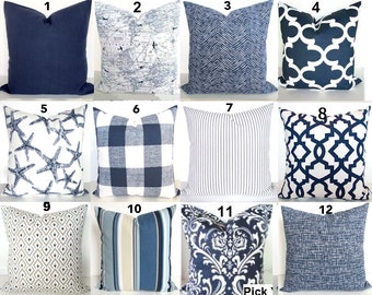 Free Shipping Cotton.Select size Blue /& White pillow cover Star Fish Print