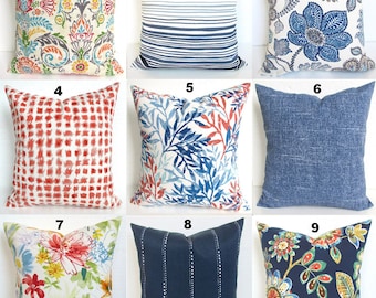 SALE Outdoor Pillows Orange Pillows Match Denim Blue Pillow Collection