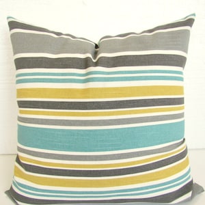 Turquoise PILLOWS Yellow Pillow Covers Teal Throw Pillows Gray Pillow Gold Yellow Throw Pillow Covers 16 18x18 20 Mint Grey Striped Pillows
