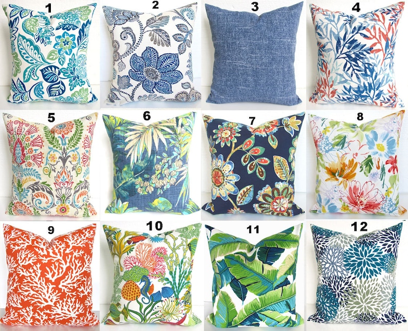 BLUE Outdoor Pillows Lime green Outdoor Throw Pillow Covers Etsy