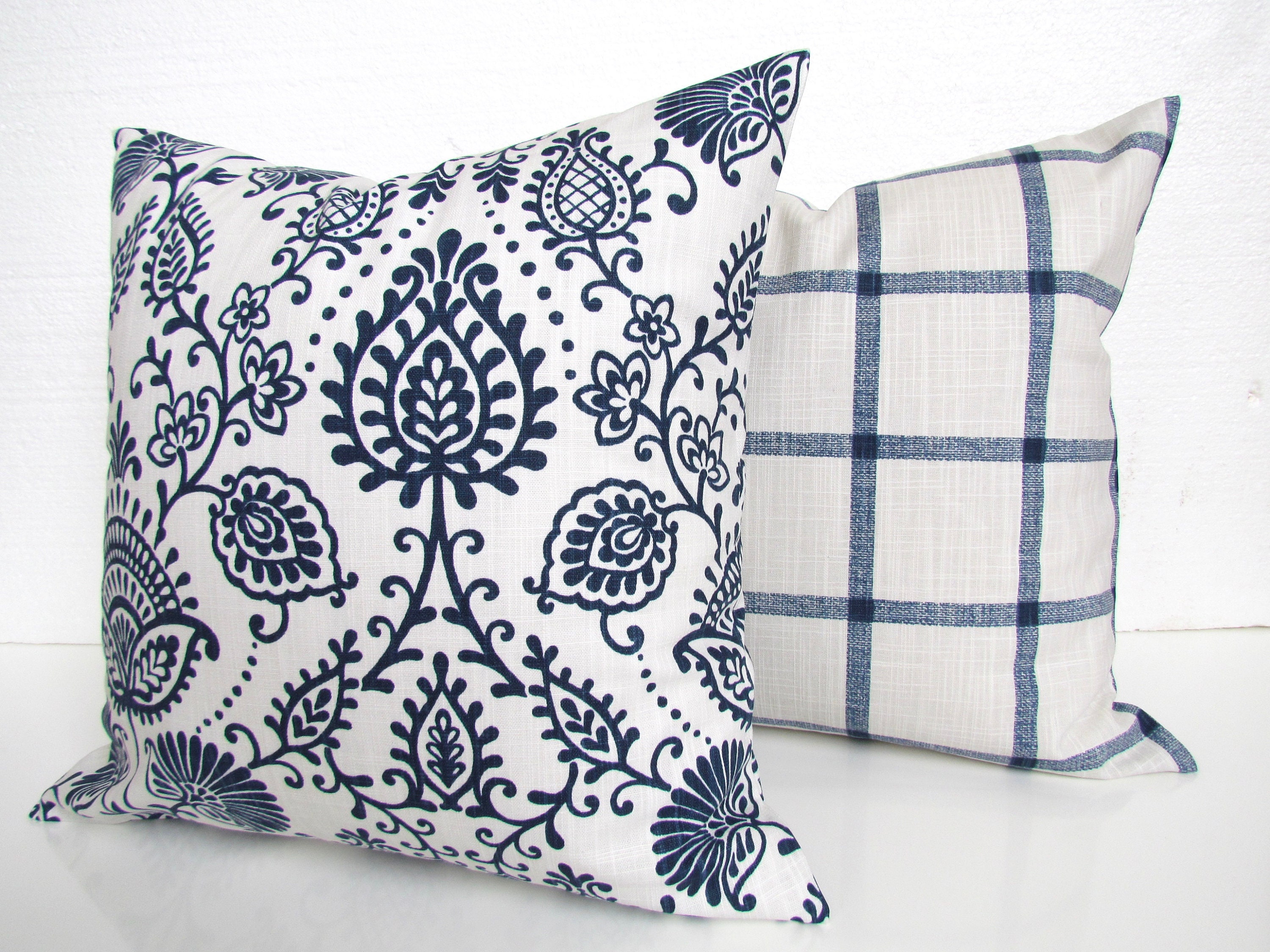 FARMHOUSE PILLOW Covers Blue Throw Pillows Dark Blue Pillows Etsy   Il Fullxfull.1847772310 Hjzq 