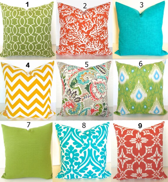 Coral Outdoor Pillows Turquoise Blue Outdoor Pillow Covers Etsy