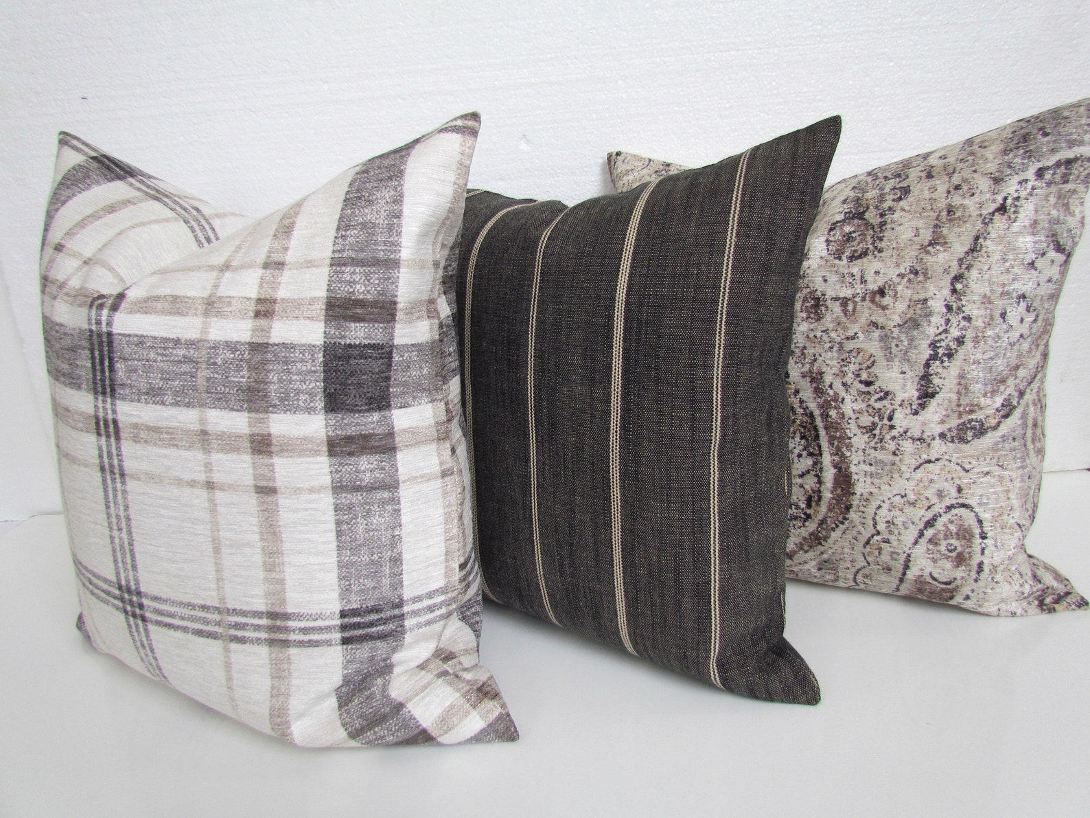 GRAY THROW PILLOWS Farmhouse Charcoal Pillow Covers Charcoal Etsy