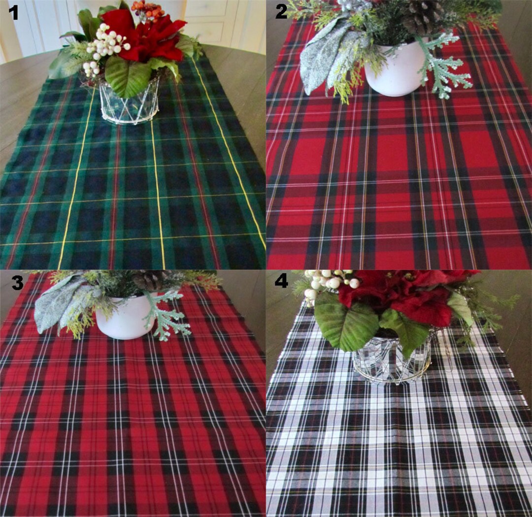 Christmas Plaid Farmhouse TABLE Runners Red Black Table Runner Black