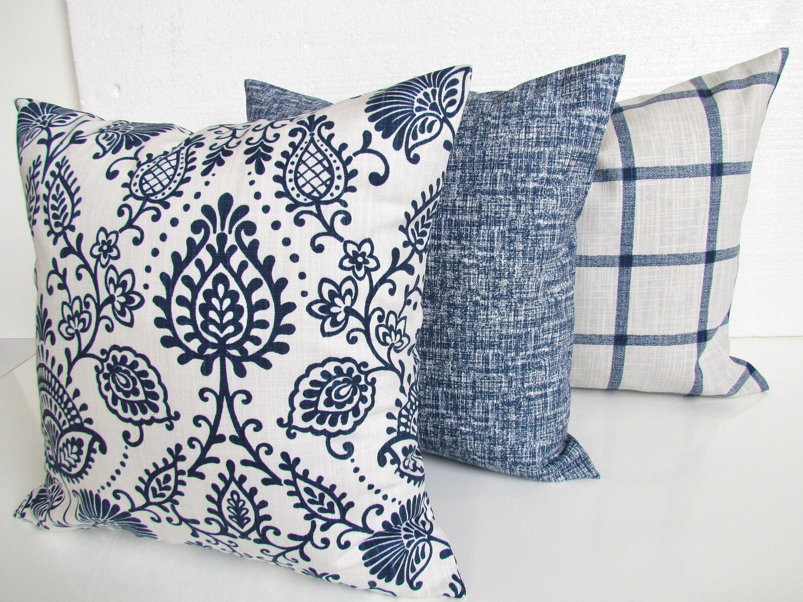 BLUE Farmhouse PILLOW Covers Blue Throw Pillows Dark Blue Etsy