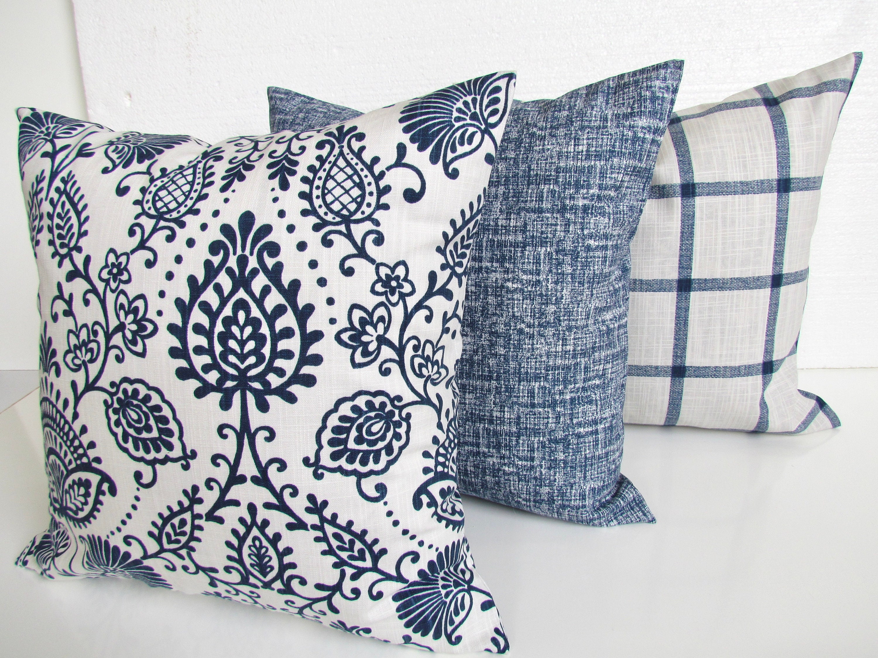 FARMHOUSE PILLOW Covers Blue Throw Pillows Dark Blue Pillows Etsy Ireland