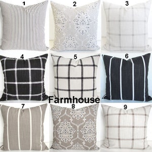 FARMHOUSE PILLOW Covers Black Throw Pillows Tan Pillows Gray Buffalo Check Pillow Covers 16 18x18 20 Black Pillows Gray Pillow Covers