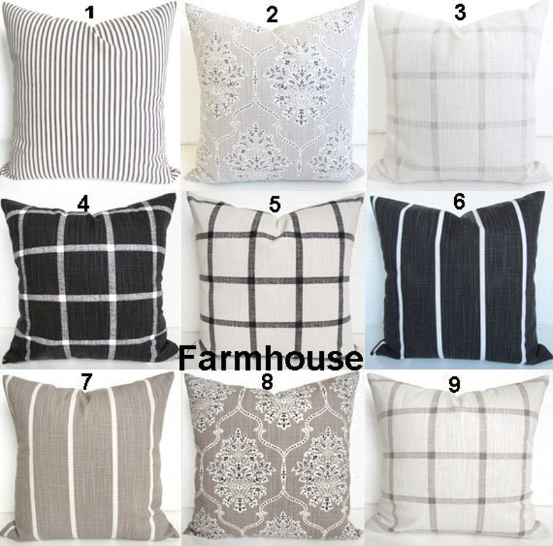 FARMHOUSE PILLOW Covers Black Throw Pillows Tan Pillows Gray Etsy