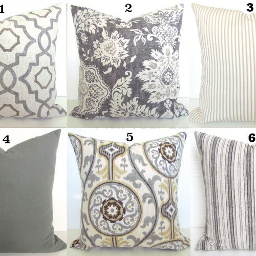 TAN PILLOWS GRAY Pillow Covers Grey Pillows Grey Throw Pillow Etsy