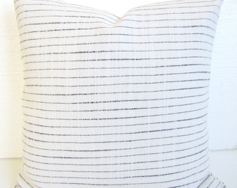 WHITE PILLOW COVER Black Ticking stripe Throw Pillows Farmhouse Charcoal Black Pillow Covers