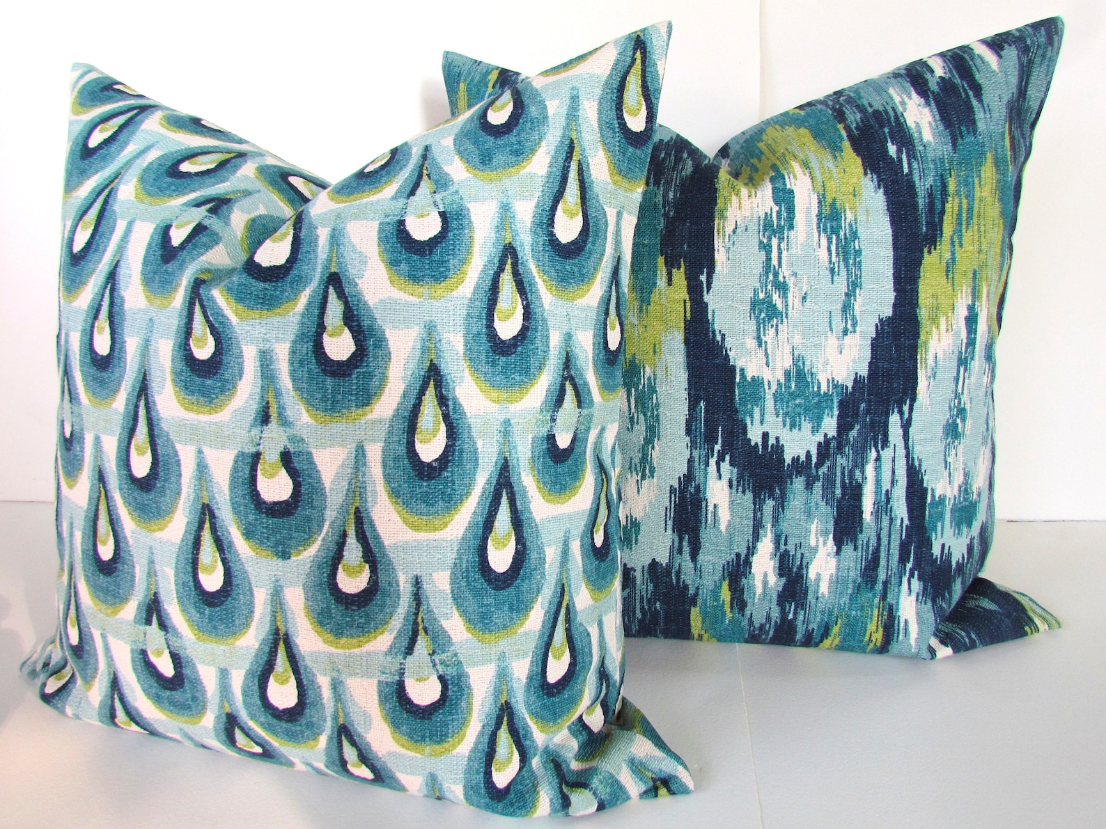 BLUE Pillows Turquoise Decorative Pillow Covers TEAL Navy Blue Etsy