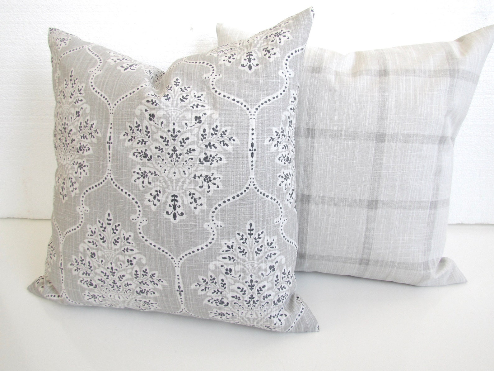 GRAY PILLOWS Charcoal GREY Pillow Covers French Gray Black Etsy