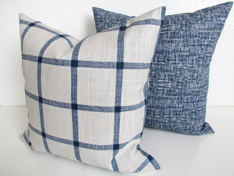 FARMHOUSE PILLOW Covers Blue Throw Pillows Dark Blue Pillows Etsy