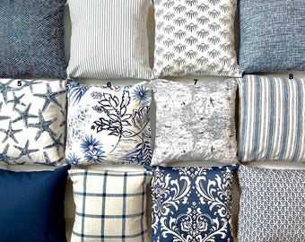 Dark BLUE THROW Pillows Navy Blue Pillow Covers Decorative  All Sizes. Coastal