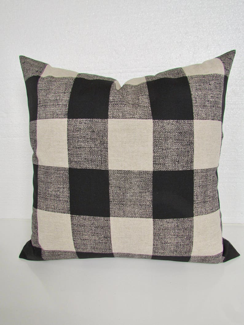BLACK Plaid PILLOW Covers Black Buffalo Check Throw Pillows Etsy