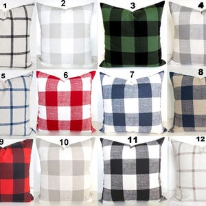 Black BUFFALO CHECK PILLOW Covers Blue Buffalo Check Throw Pillows Tan Green Red Plaid Pillow Covers 16 18x18 20 Gray Pillows Black Pillow