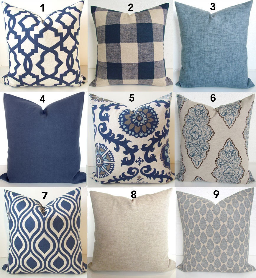 TAN PILLOWS Navy Blue Throw Pillow Covers Dark Blue Pillows Etsy