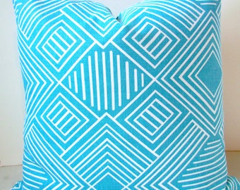 Turquoise PILLOW Covers Turqouise Throw Pillows Aqua Blue Decorative Pillow Solid Blue pillow Covers Sale. 16 18 20x20 Nautical Yacht Club
