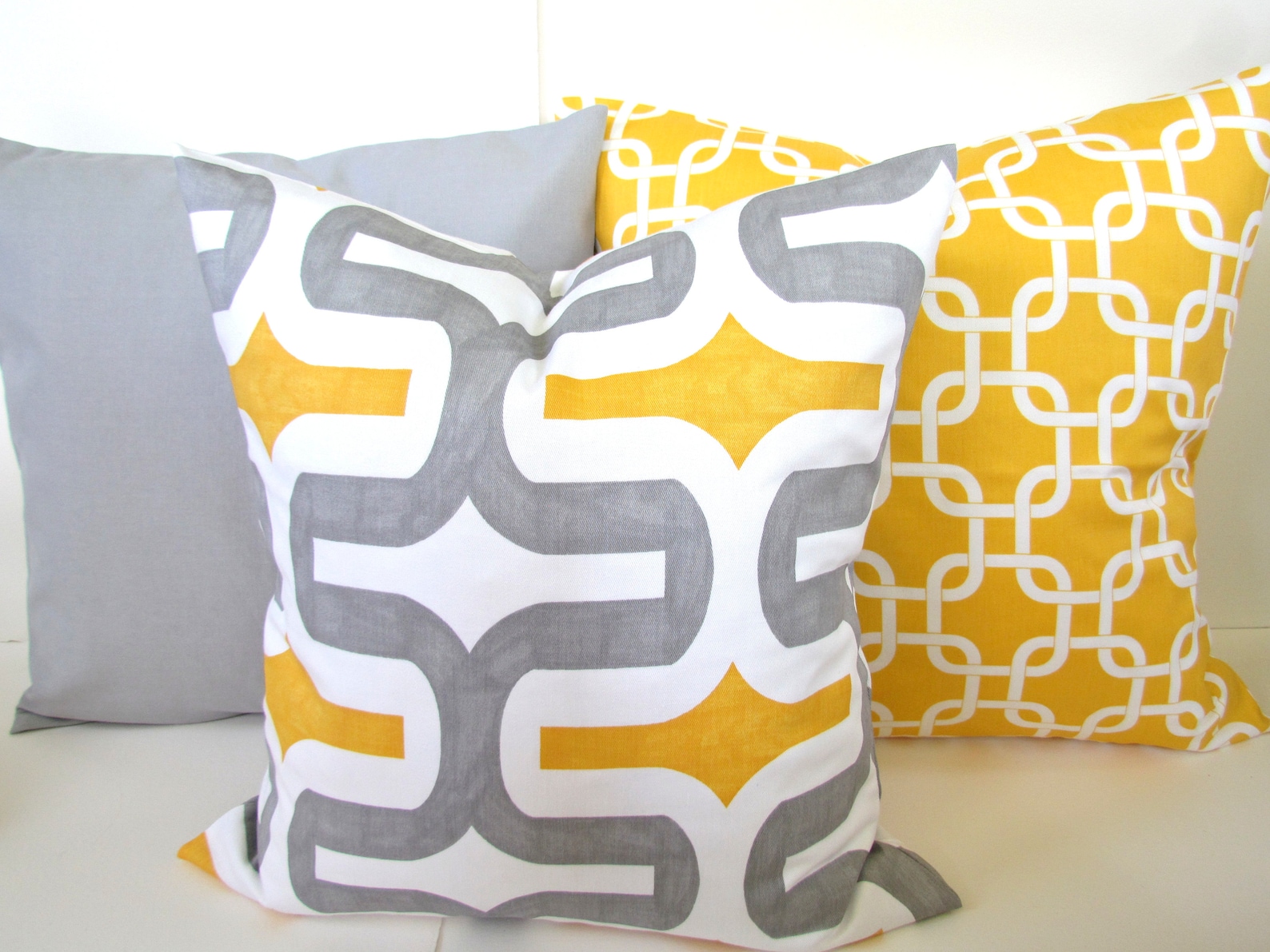 Yellow Throw Pillows Gray Decorative Throw Pillow Cover Yellow | Etsy