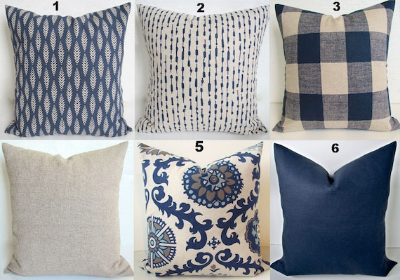 Navy blue and tan throw pillows 2025