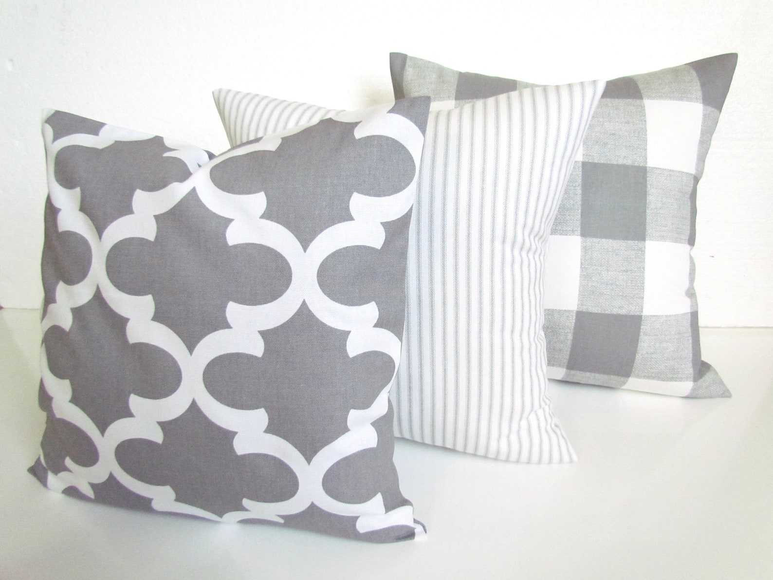 GRAY PILLOWS Gray & TAN Pillow Covers French Gray Buffalo Etsy