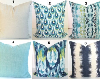 Cojines turquesas, fundas de almohada azul verdoso, azul marino, todos los tamaños, verde lima, decoración del hogar