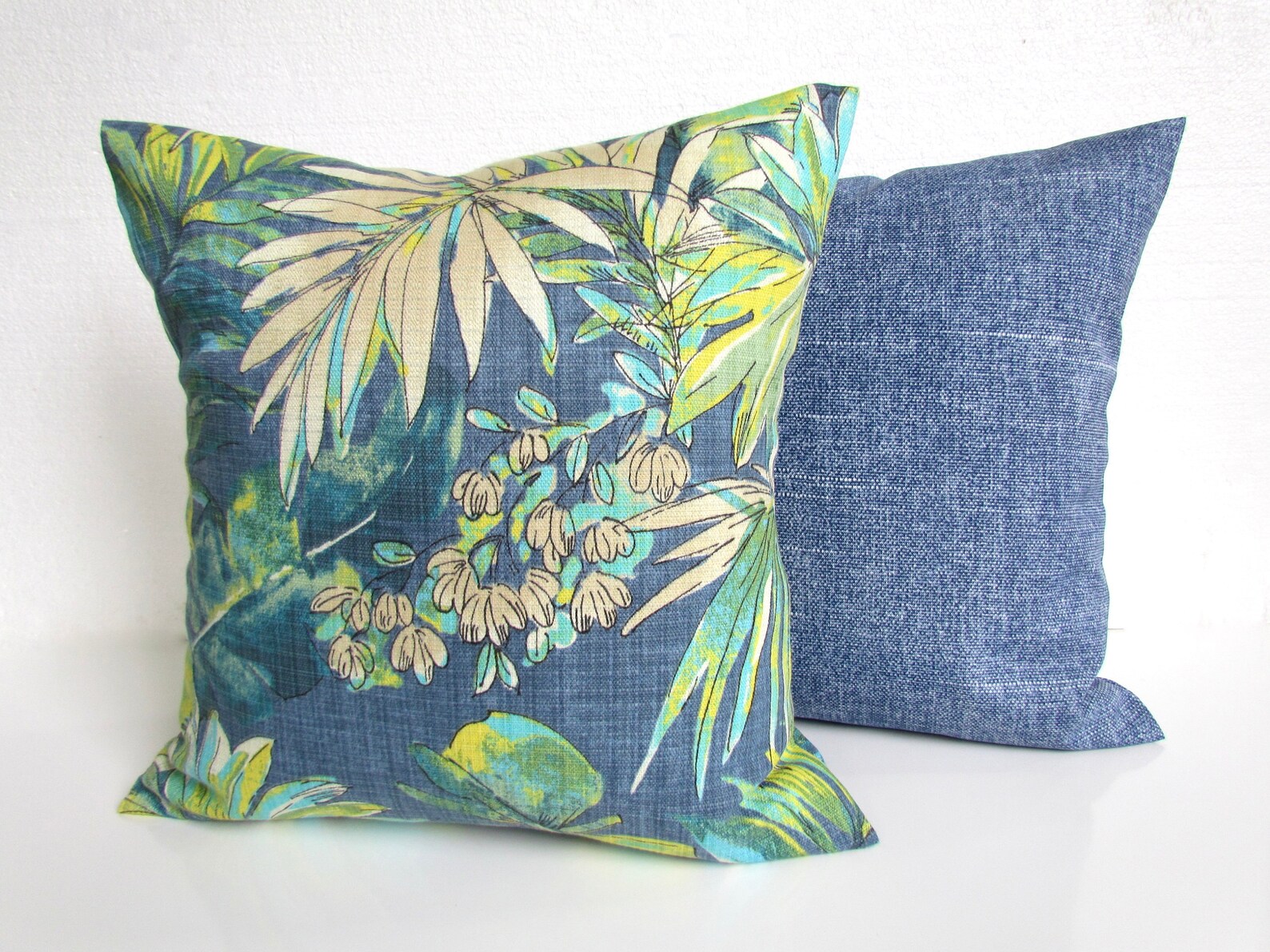 Denim Outdoor Pillows Blue Outdoor Throw Pillow Covers Teal Etsy